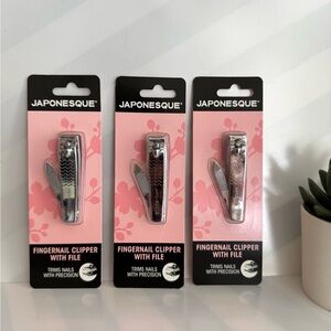 Lot of 3 Japonesque Fingernail Clipper with File - Silver